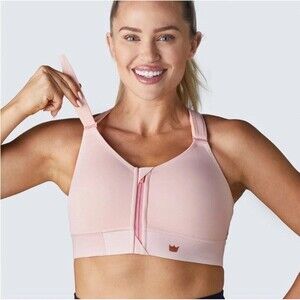 Shefit Small Flex Sports Bra Adjustable High Impact Zip Front Pink Gold 110003